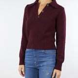 Maglia polo Bordeaux in pura lana e cashmere con bottoni gioiello V54507 85 VANISE' 