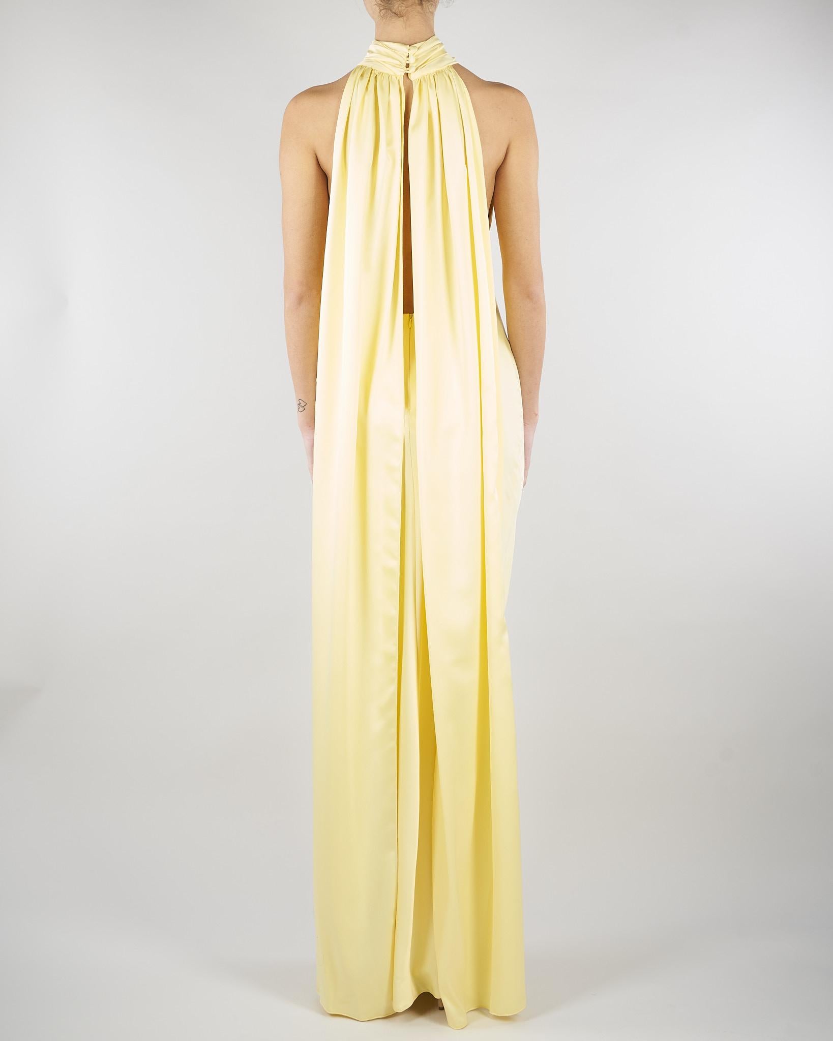 Abito lungo Giallo in raso con foulard ACT16207AB4131 400 ACTUALEE 
