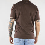 T-shirt Moro in cotone mercerizzato con profilo maniche a contrasto XM4292 85 YES LONDON 