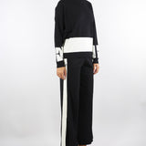 Maglia Nero-Milk in viscosa con bande lucide MK01S56E2 EF3 ELISABETTA FRANCHI 