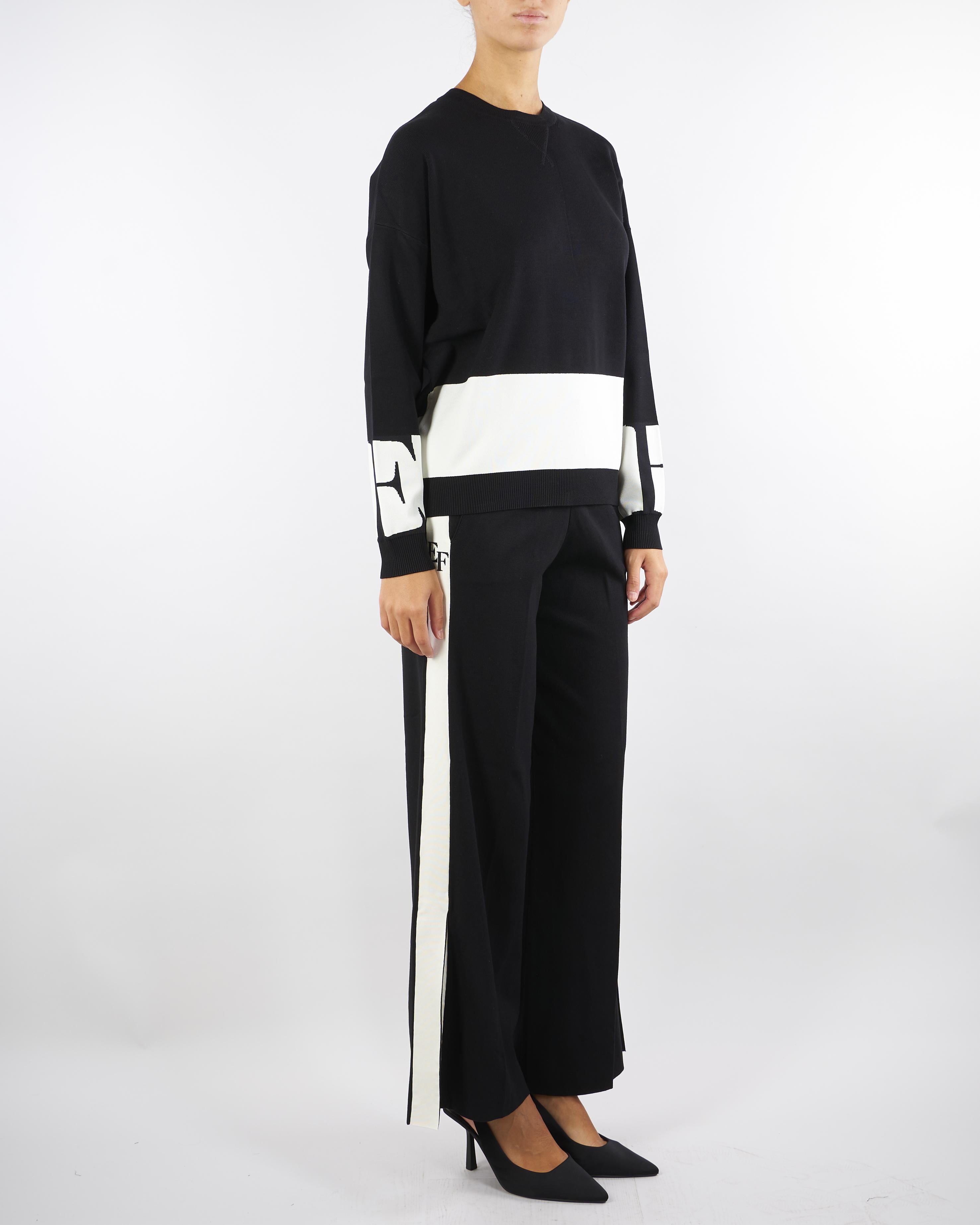 Maglia Nero-Milk in viscosa con bande lucide MK01S56E2 EF3 ELISABETTA FRANCHI 