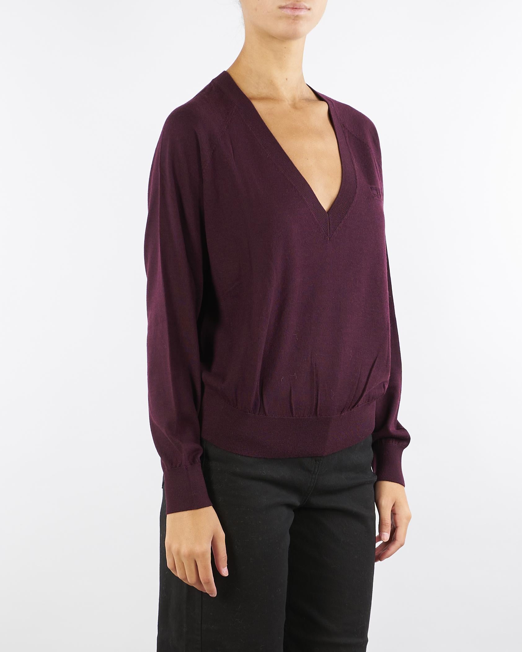 Maglia Merlot in pura lana, seta e cashmere con scollo a V MK34S57E2 EA4 ELISABETTA FRANCHI 