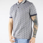 Polo Grigio dal taglio classico in jacquard con monogramma DH1417 41I LACOSTE 