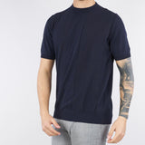 Maglia Blu jacquard in cotone ice crèpe