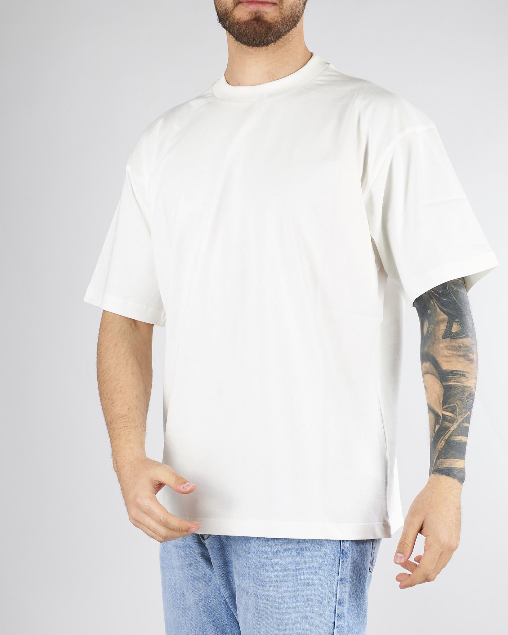 T-shirt Bianco con patch logo sul retro S6PKUATH148 002 A PAPER KID 