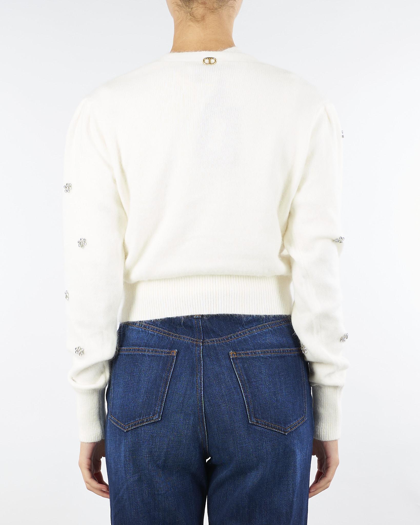 Cardigan Panna in misto angora con ricamo TT3180 282 TWIN SET 