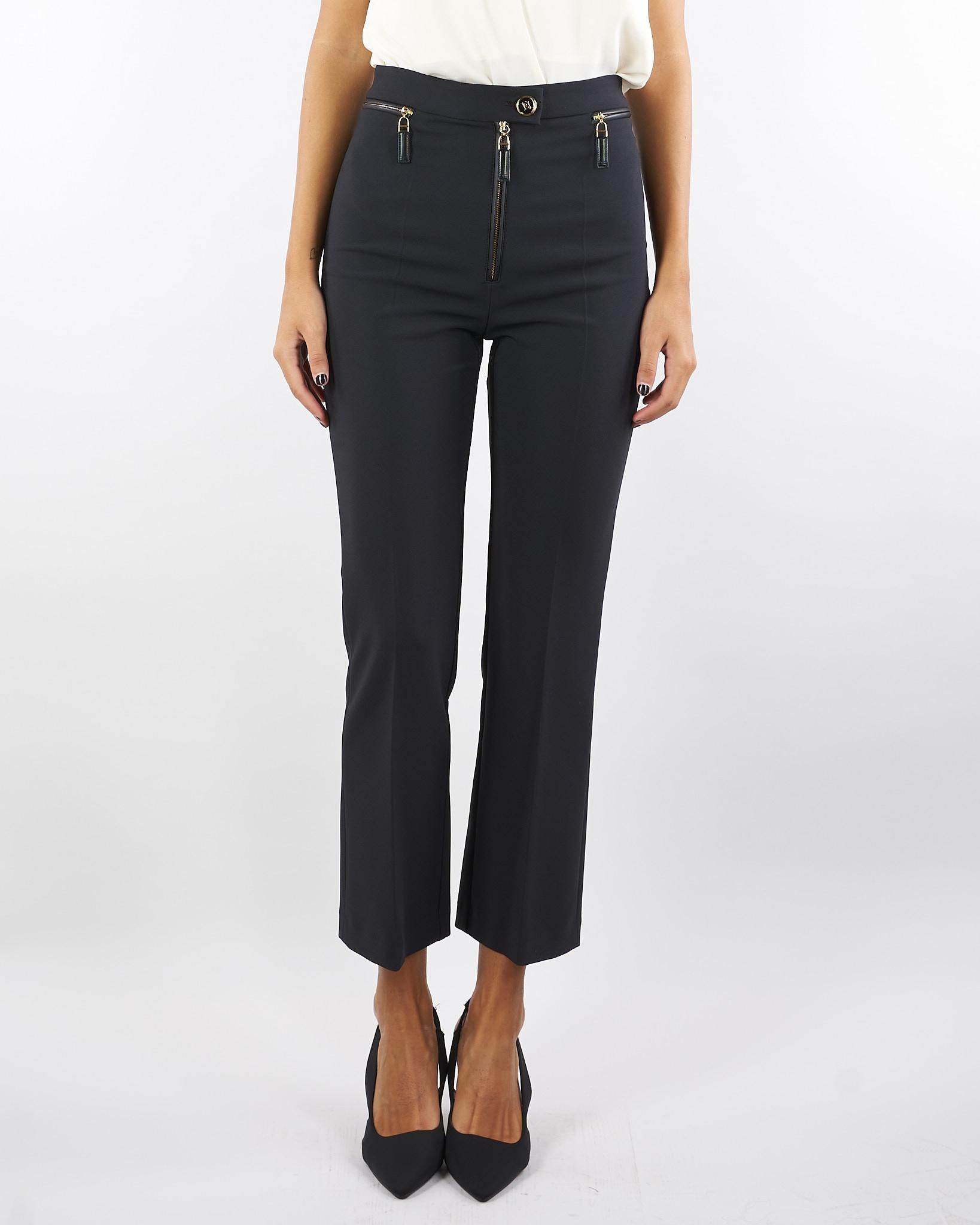 Pantaloni Nero in doppio crêpe PA10856E2 110 ELISABETTA FRANCHI 