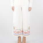 Pantalone bianco in bull di cotone con ricami WKDADUNCO 9 MAX MARA WEEKEND 