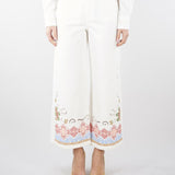 Pantalone bianco in bull di cotone con ricami WKDADUNCO 9 MAX MARA WEEKEND 