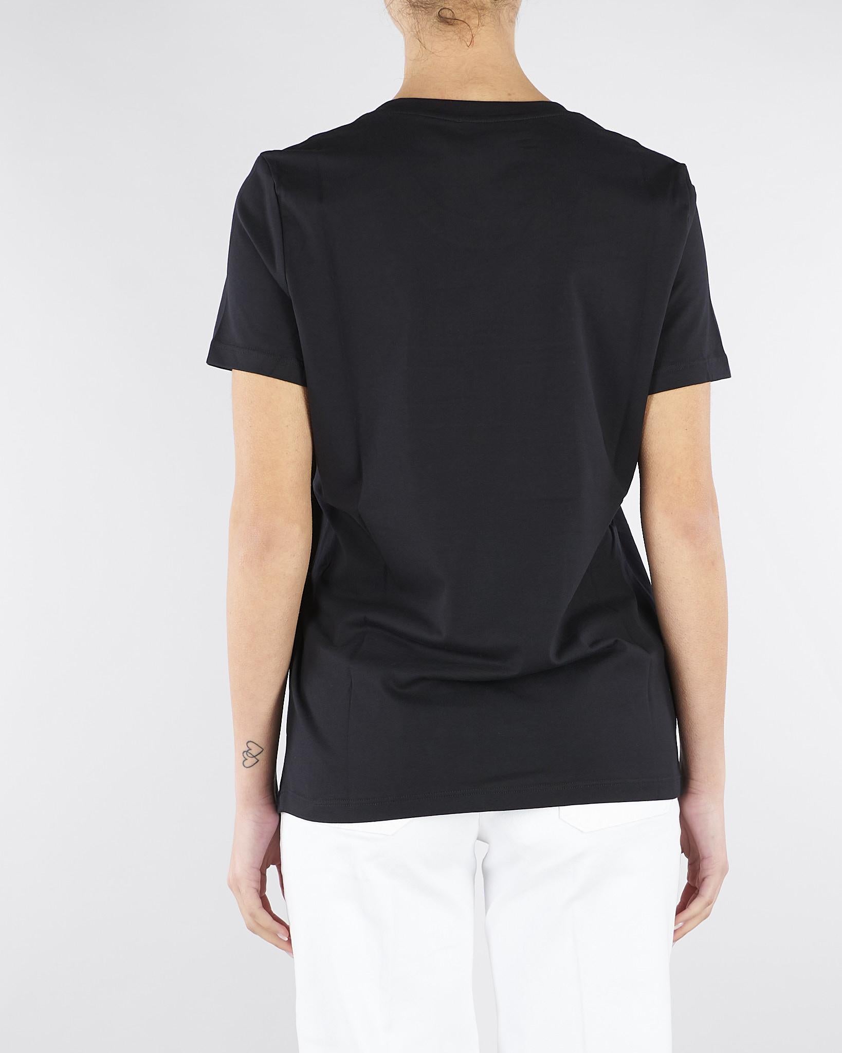 T-shirt Nero in jersey con logo ricamato MA71G61E2 110 ELISABETTA FRANCHI 