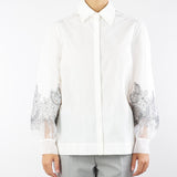 Camicia Bianco in cotone con ricami in pizzo sulle maniche A3129559 3 CLIPS 