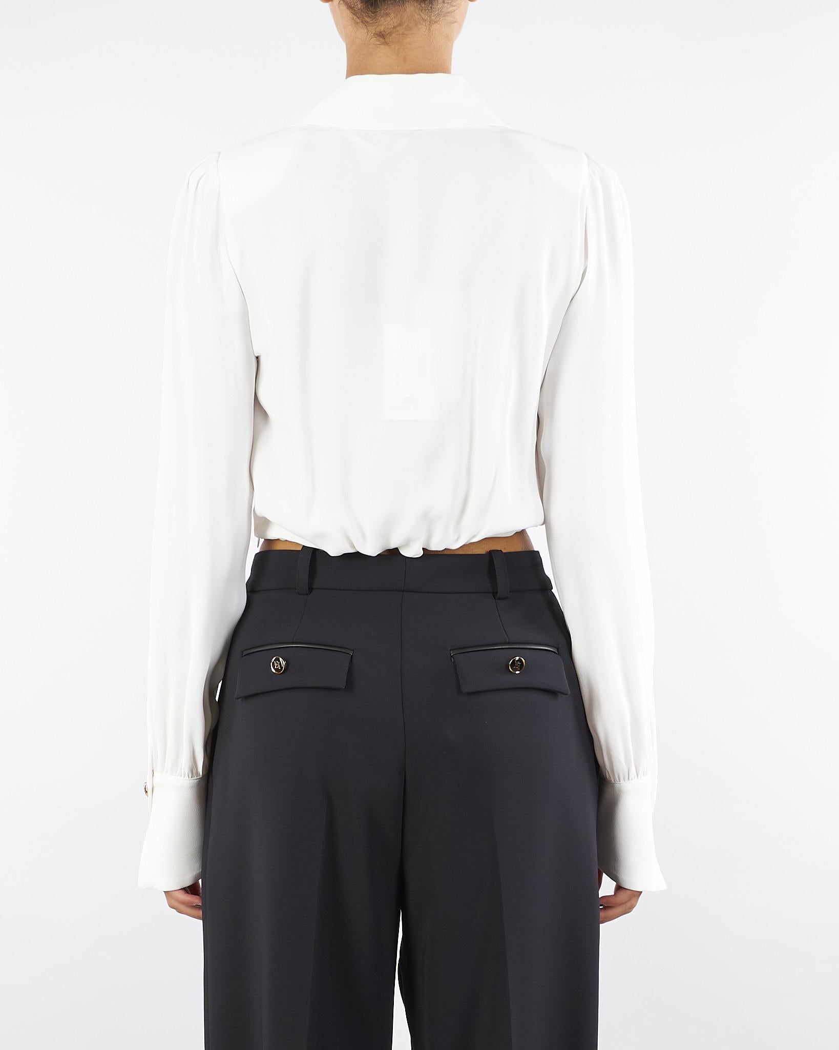 Camicia Avorio in georgette con dettaglio gioiello CAT0256E2 360 ELISABETTA FRANCHI 