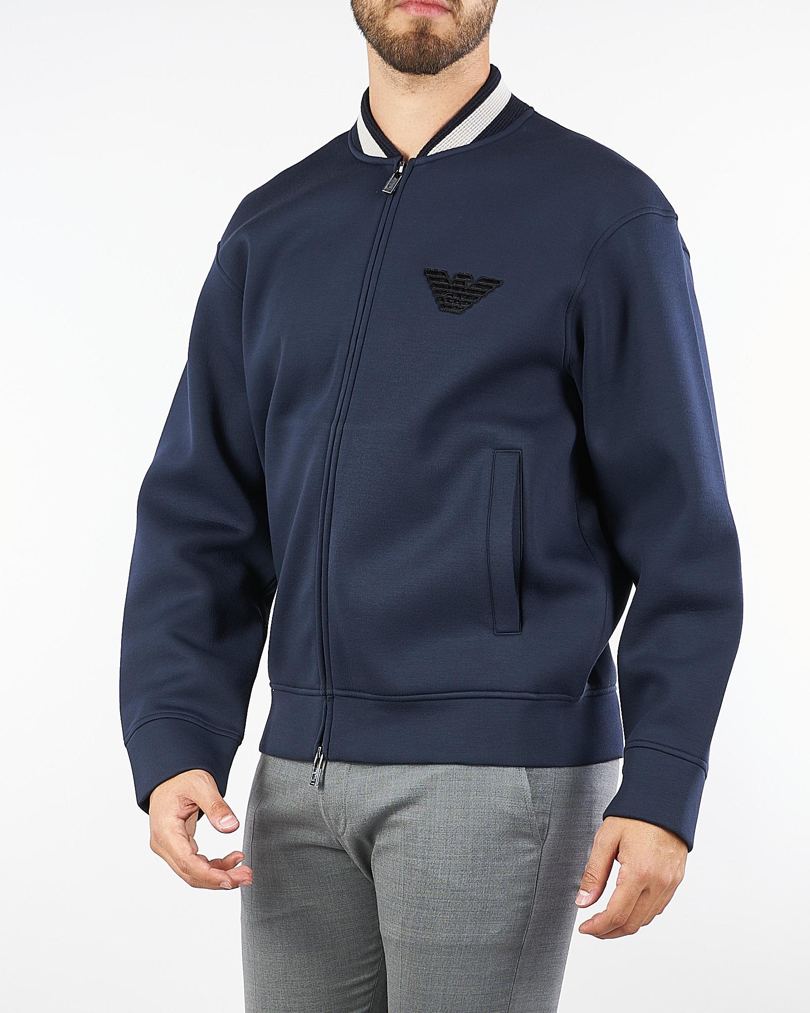 Bomber Blu in double jersey con ricamo logo EM002877AF175452 UB118 EMPORIO ARMANI 