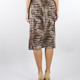 Gonna Cacao in jersey leggero con stampa alligatore GO14961E2 644 ELISABETTA FRANCHI 