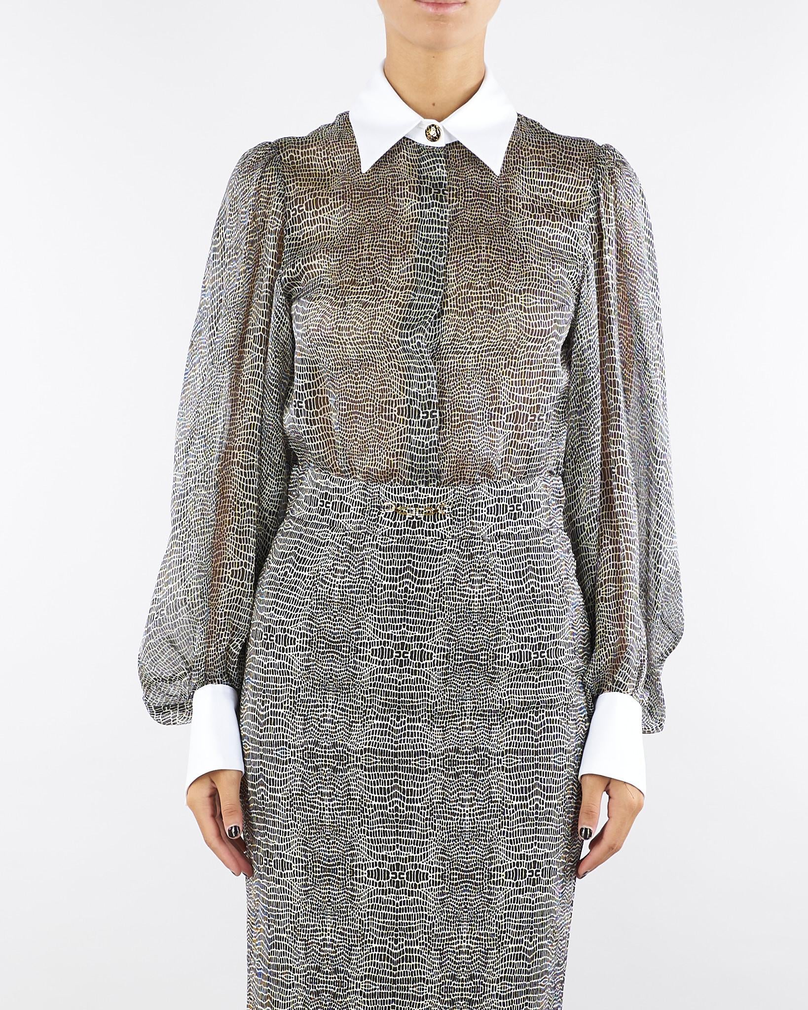 Body Nero con stampa pitone e colletto CB00657E2 110 ELISABETTA FRANCHI 