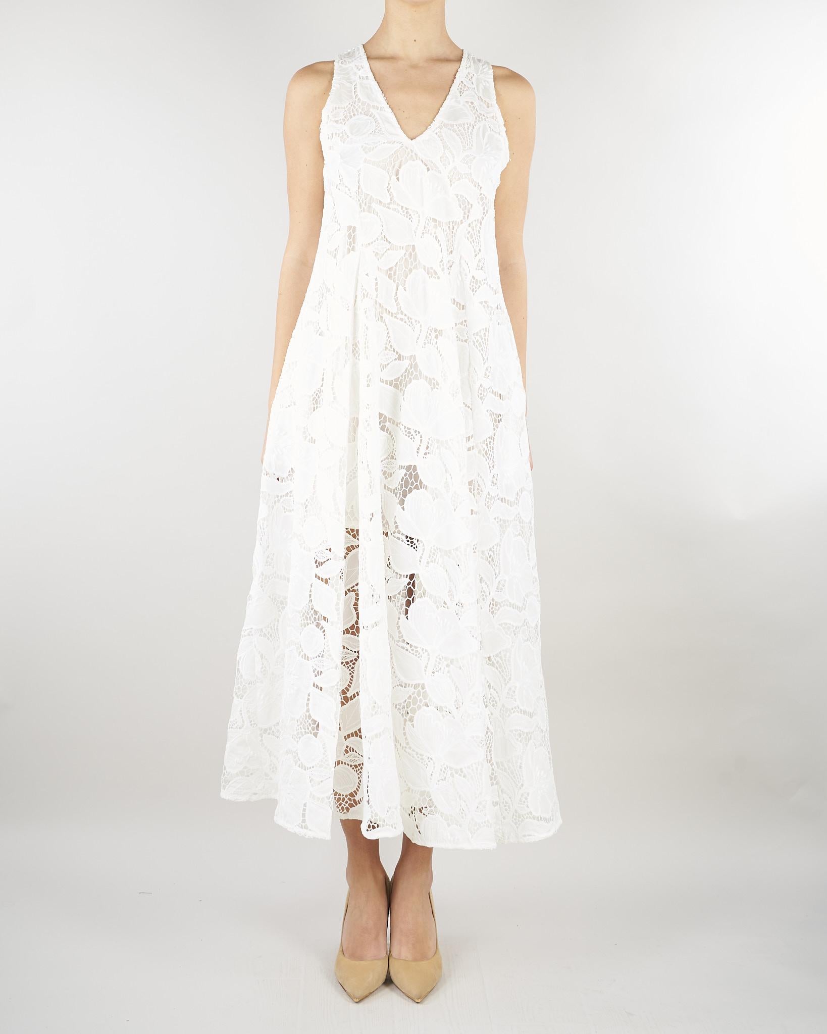 Abito Bianco in pizzo M6EAC4 111 MEIMEIJ 