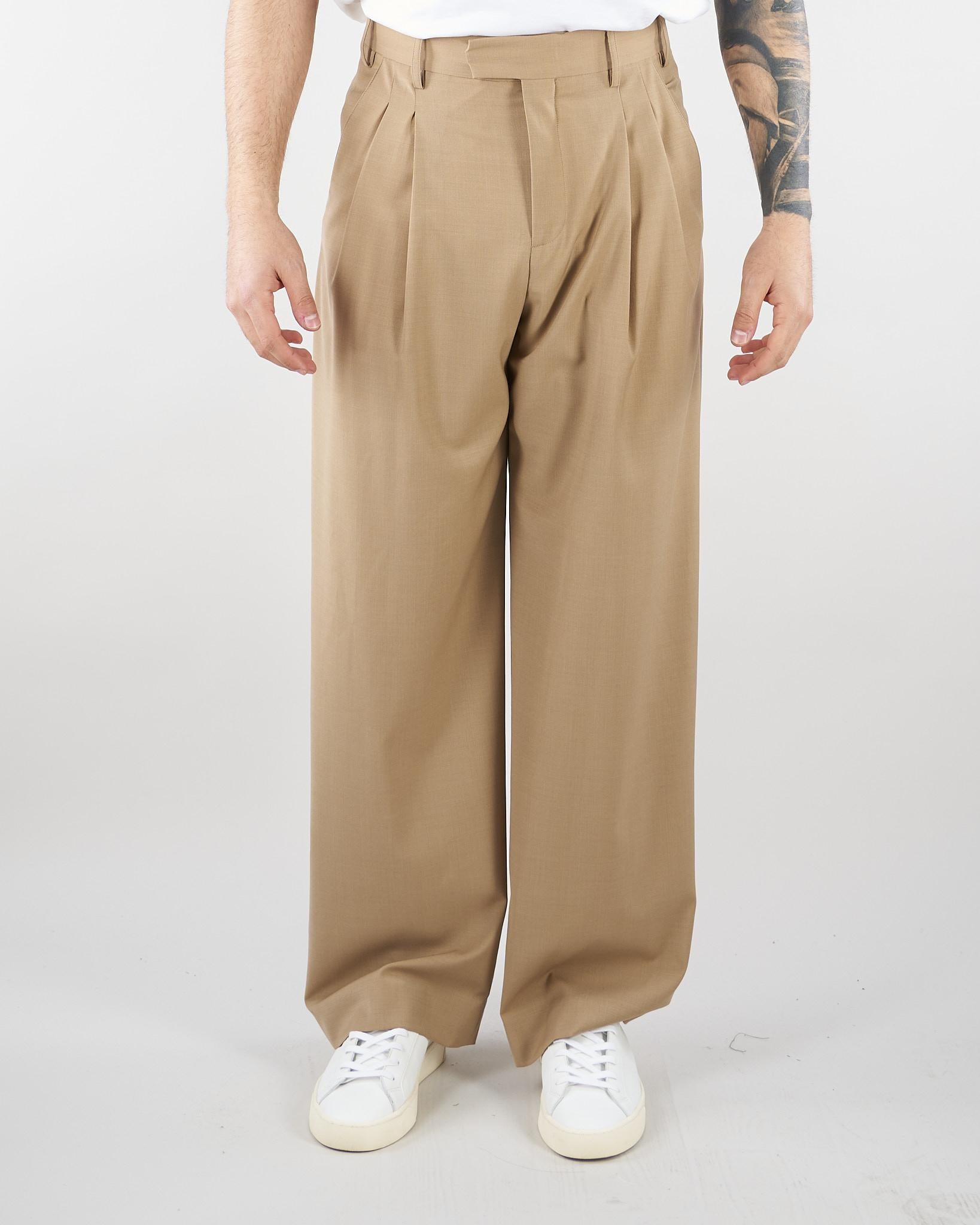 Pantalone Cammello con doppia pences e fondo ampio S6PKMAPA093 178 A PAPER KID 