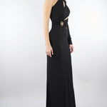 Abito Nero Red Carpet in jersey crêpe con dettaglio gioiello ABR2561E2 110 ELISABETTA FRANCHI 