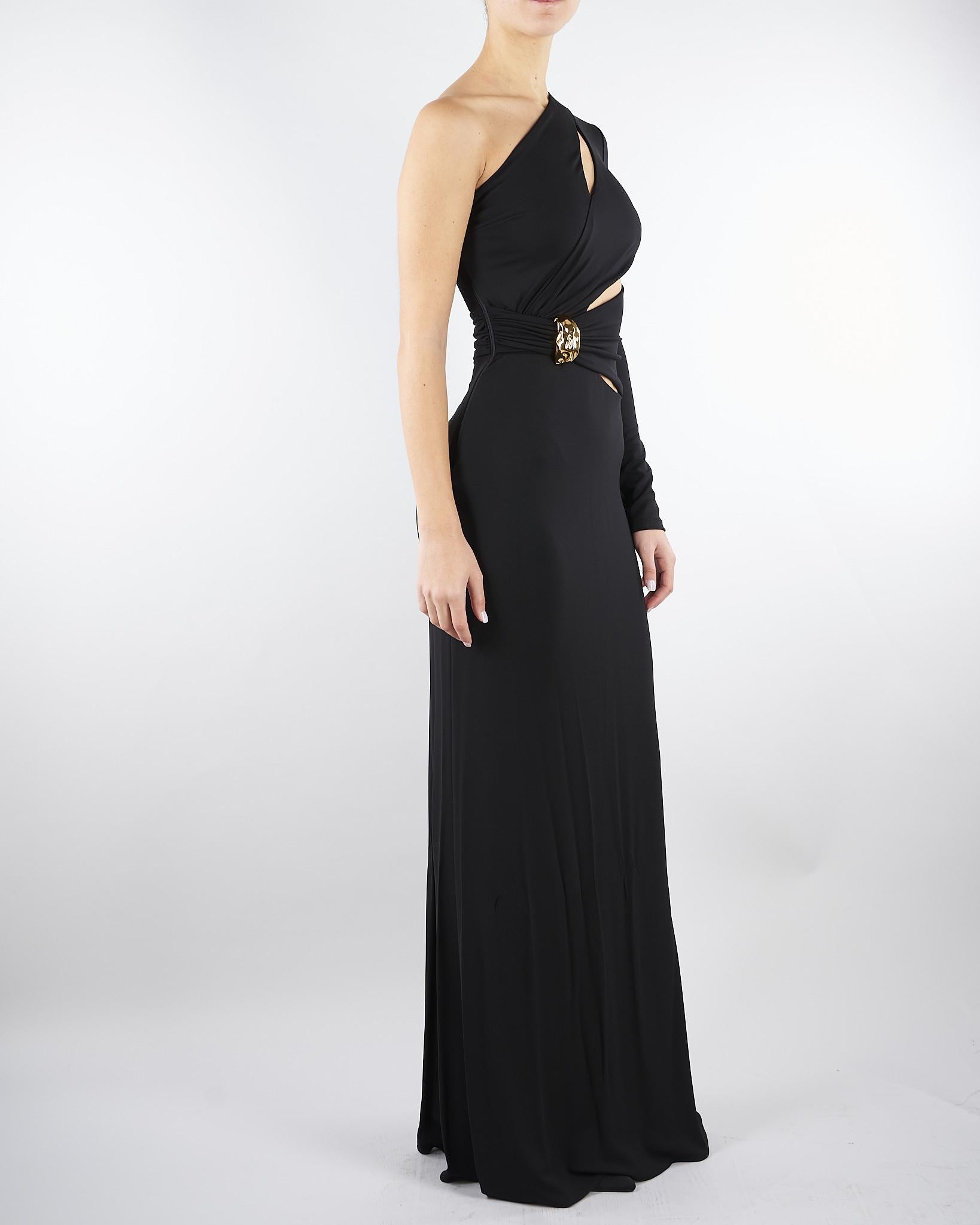 Abito Nero Red Carpet in jersey crêpe con dettaglio gioiello ABR2561E2 110 ELISABETTA FRANCHI 