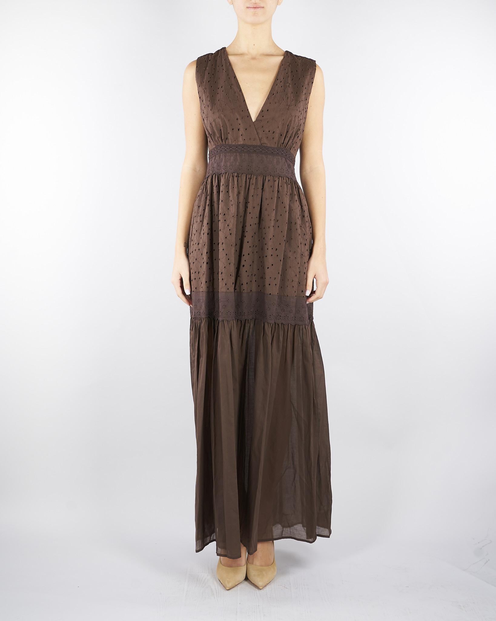 Abito Marro in cotone con ricami pizzo sangallo TF2110 12110 TWIN SET 