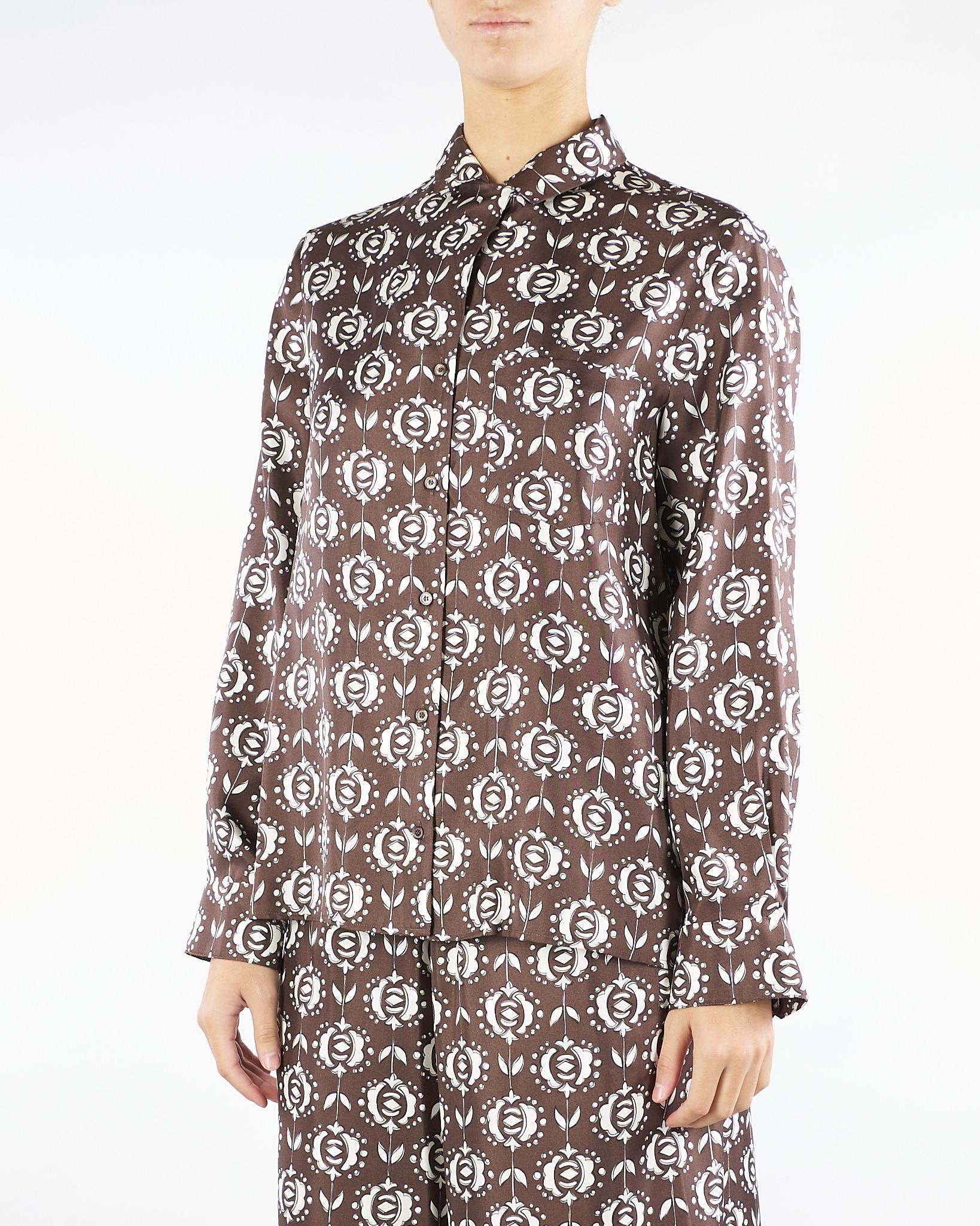 Camicia Marrone in seta stampata ONCIA 1 MAX MARA WEEKEND 