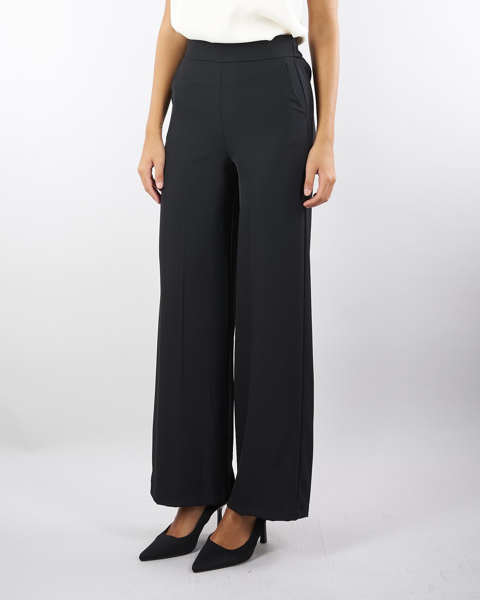 Pantalone Nero cropped wide leg TF0360 99 VICOLO 