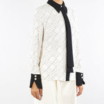Camicia Milk-Nero in georgette con stampa bi-color CA10456E2 EF1 ELISABETTA FRANCHI 