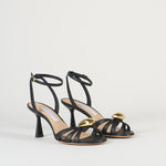 Sandalo Nero in pelle con accessorio gold 7523 99 FRANCESCO SACCO 