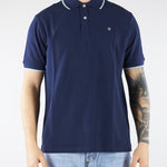 Polo Blu in pique di cotone con profili a contrasto 4032M550263265 89 MANUEL RITZ 