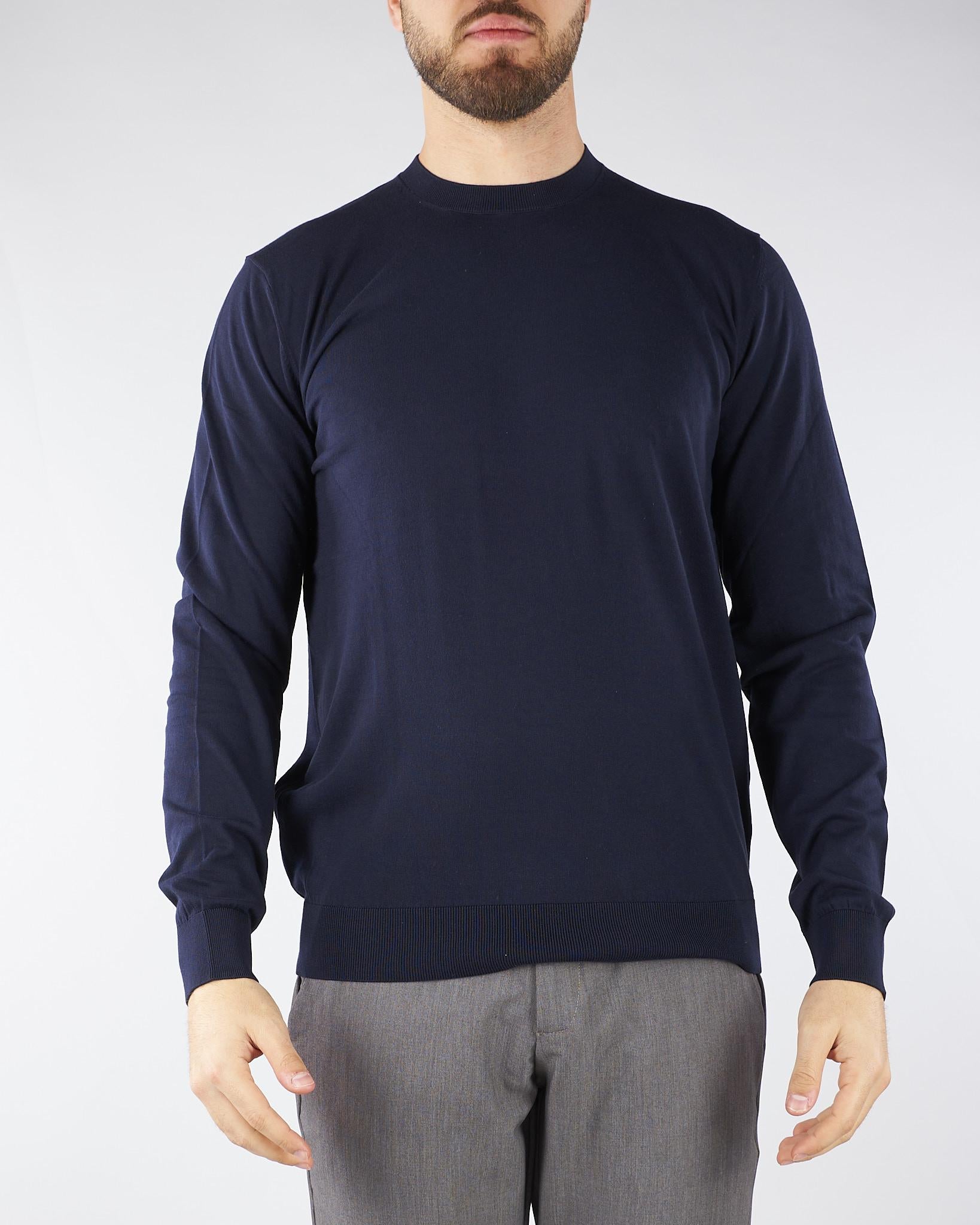 Maglia Blu in puro cotone extrafine A001F100 6685 PAOLO PECORA 