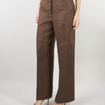 Pantalone Marrone in canvas di lino WKDMALIZIA 37 MAX MARA WEEKEND 