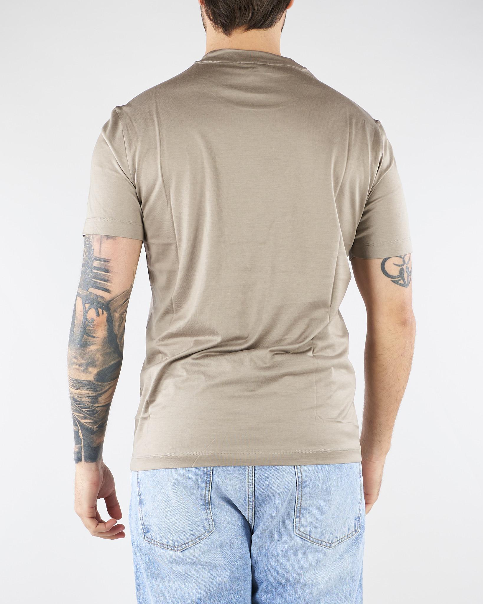 T-shirt Beige in misto lyocell e cotone con logo al fondo EM006691AF10017 U8049 EMPORIO ARMANI 