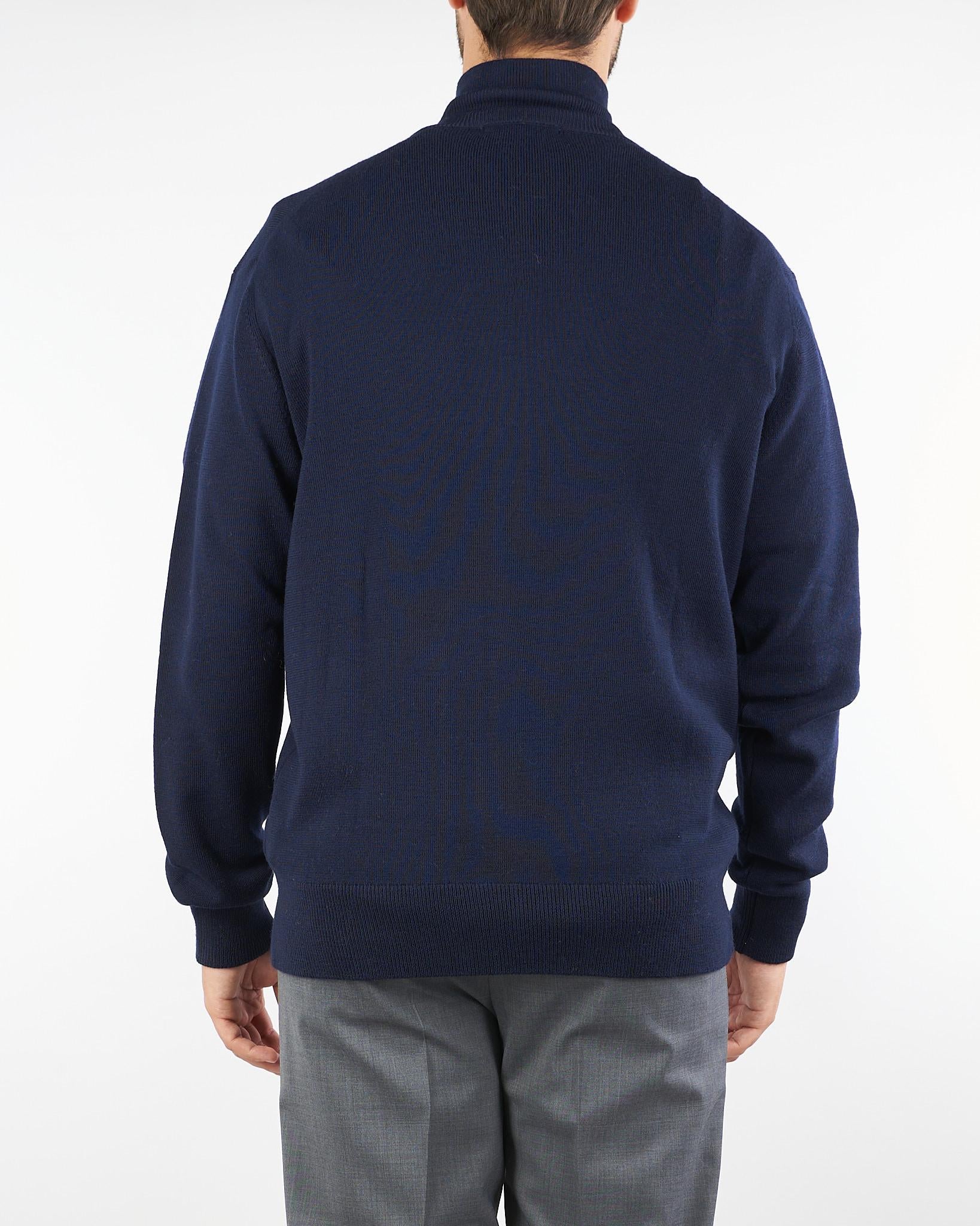 Cardigan Blu full zip in misto lana 3932M514253802 89 MANUEL RITZ 