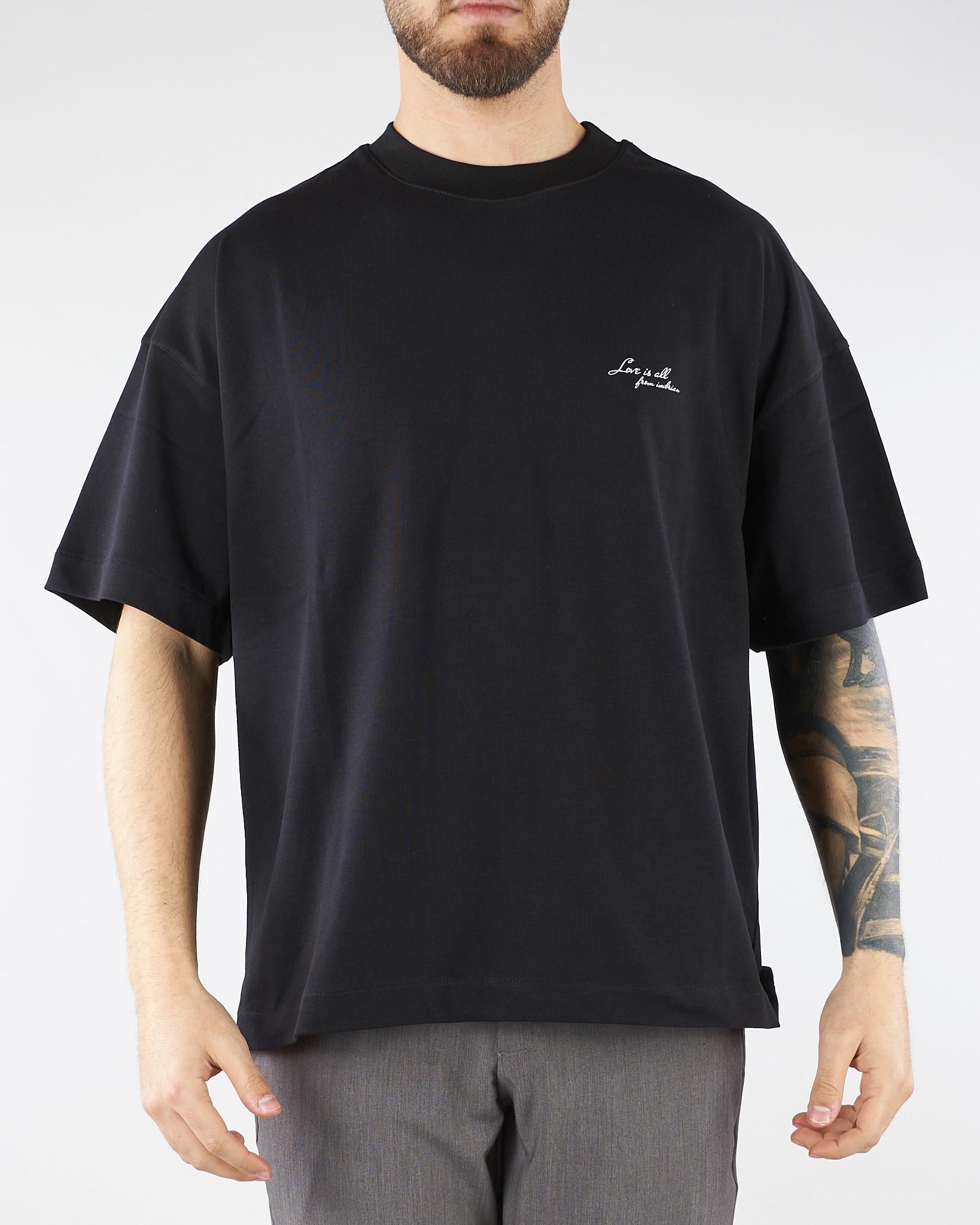 T-shirt Nero Oversize con stampa rose TS3741 9 I'M BRIAN 