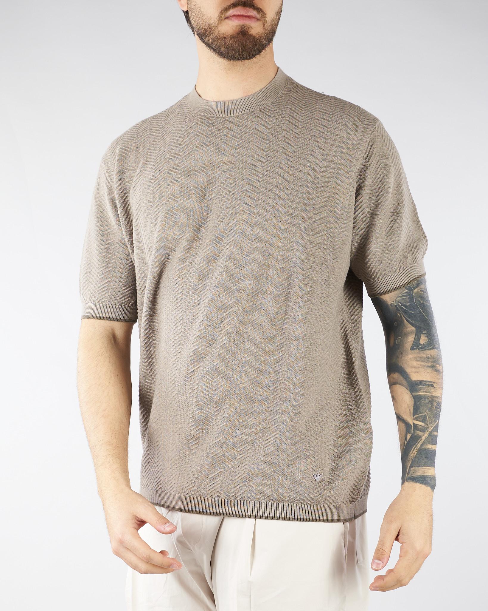Maglia Fango in cotone con motivo chevron EM005529AF25257 F8090 EMPORIO ARMANI 