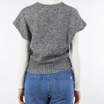 Maglia Gilet Grigio in misto mohair con applicazioni V52704 98 VANISE' 