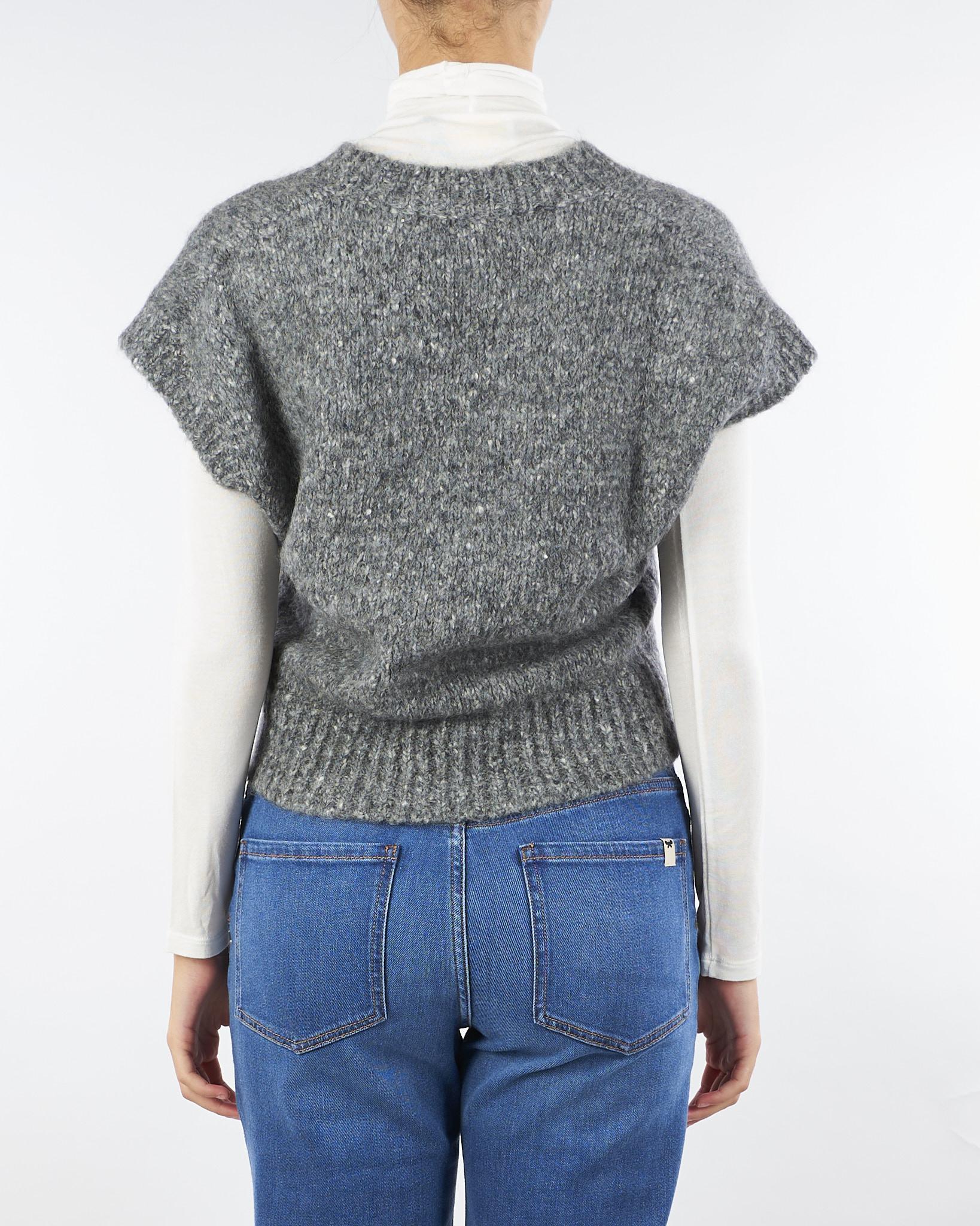 Maglia Gilet Grigio in misto mohair con applicazioni V52704 98 VANISE' 