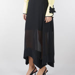 Gonna Nero in georgette con fondo asimmetrico GO01001TACE0005 V0003 SIMONA CORSELLINI 