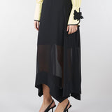 Gonna Nero in georgette con fondo asimmetrico GO01001TACE0005 V0003 SIMONA CORSELLINI 