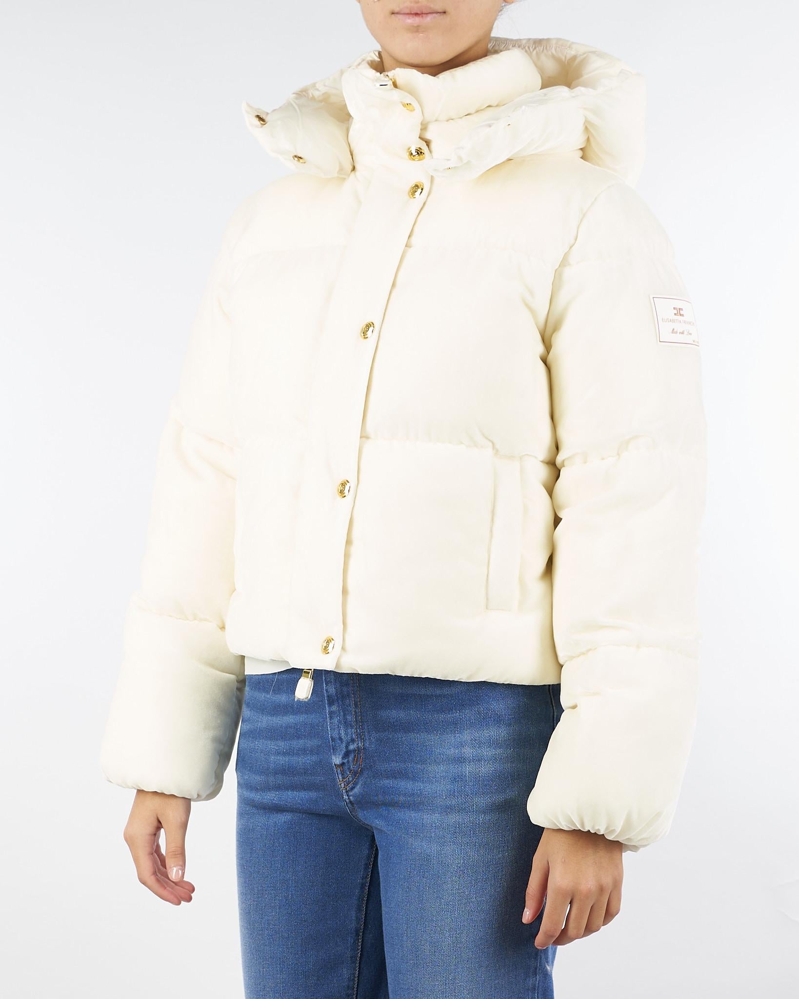 Piumino Milk in velluto con cappuccio PI82D56E2 DZ9 ELISABETTA FRANCHI 