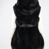 Gilet in vera pelliccia di volpe con cintura Les Noir