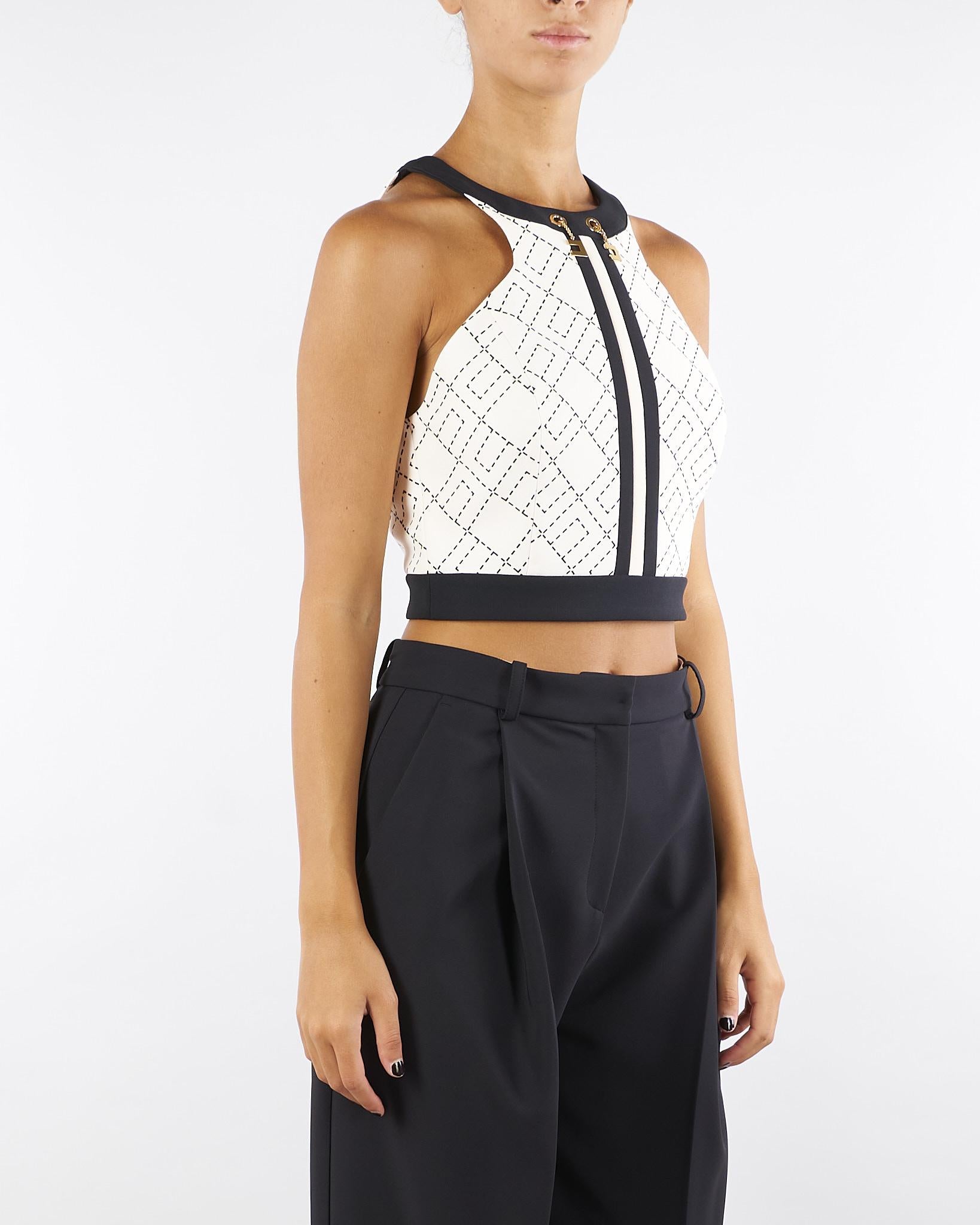Top Milk-Nero bi-color in doppio crêpe TOS0156E2 EF1 ELISABETTA FRANCHI 