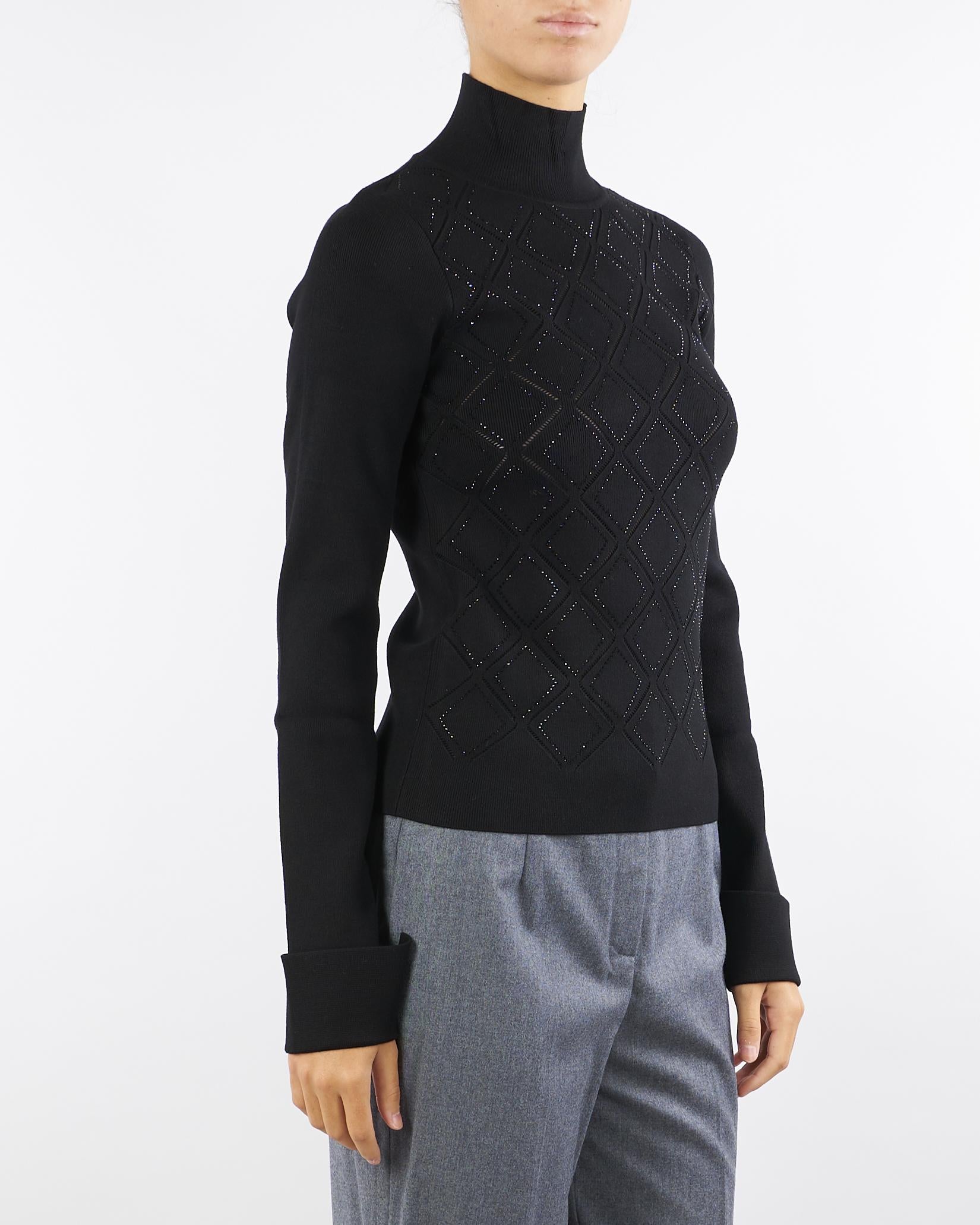 Maglia Nero Fitted con strass RF5114MS99E 22222 BLUGIRL 