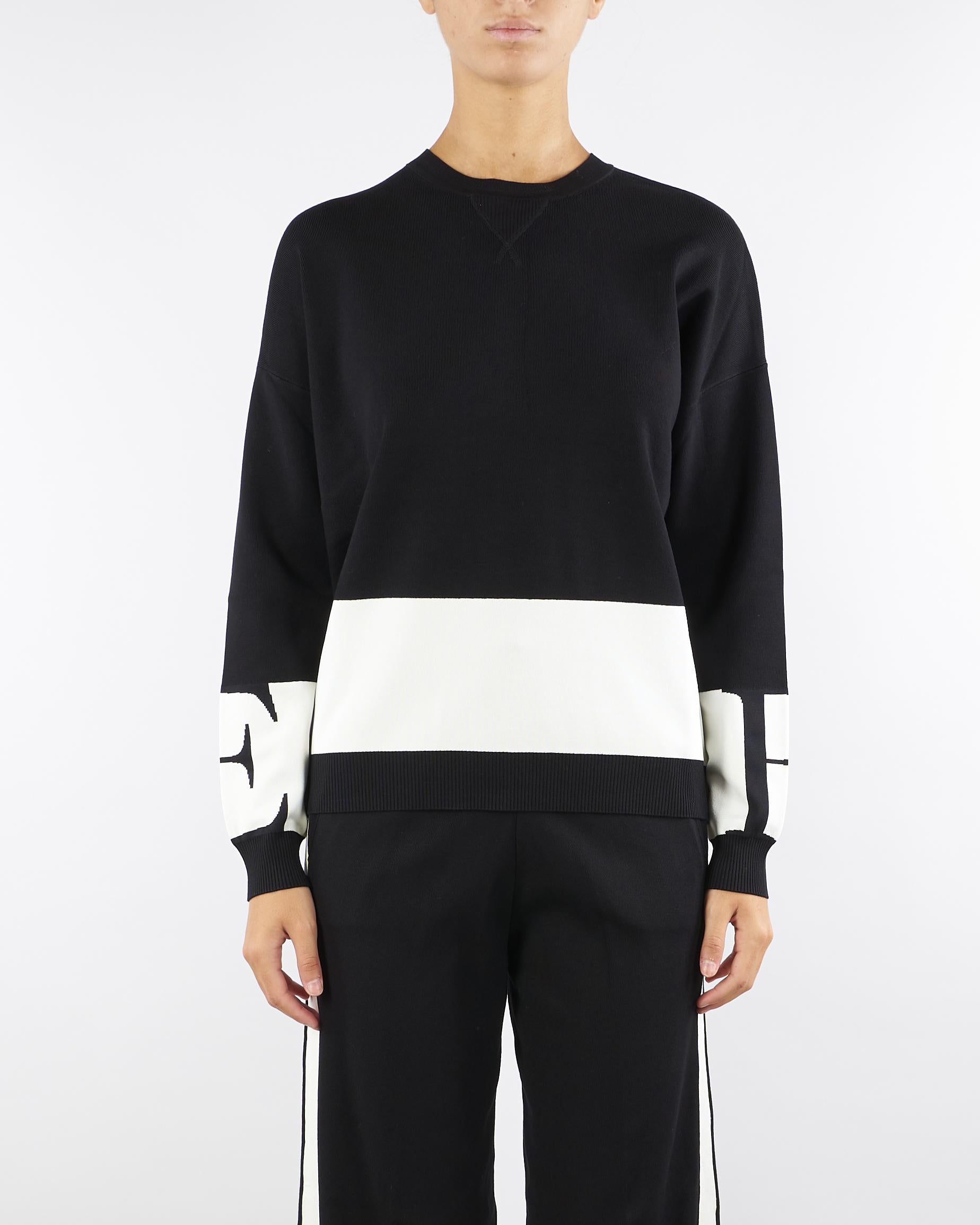 Maglia Nero-Milk in viscosa con bande lucide MK01S56E2 EF3 ELISABETTA FRANCHI 