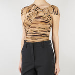 Body Cammello in jersey con stampa tigre BO03362E2 470 ELISABETTA FRANCHI 