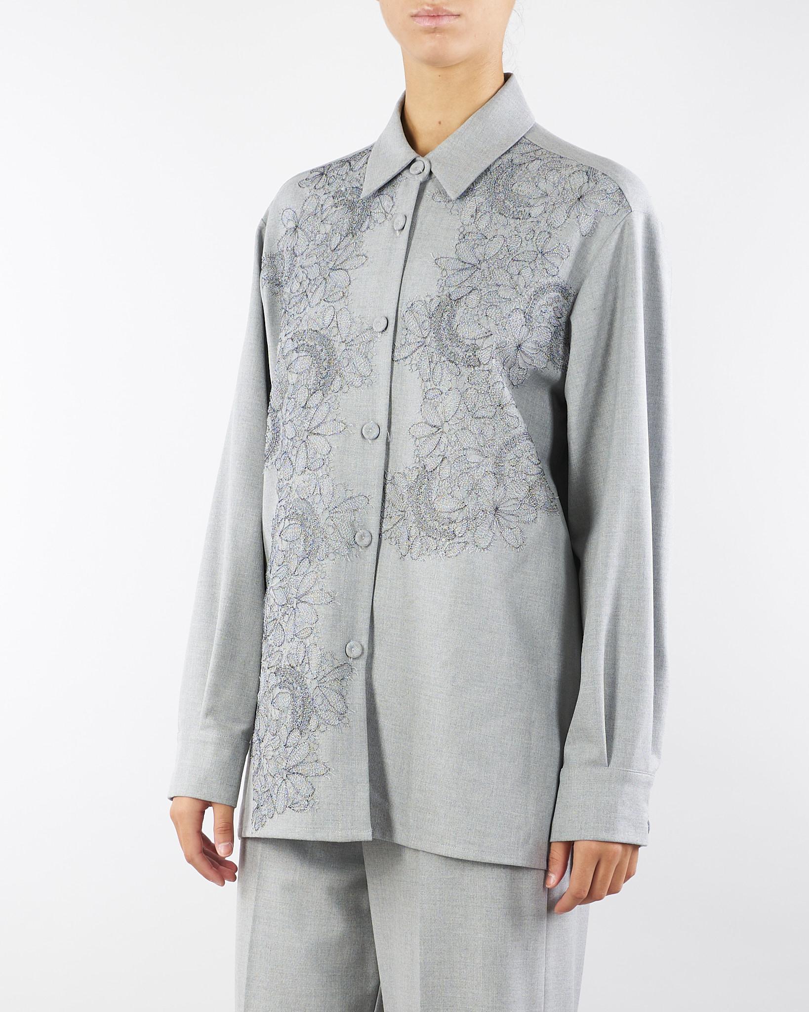 Camicia Grigio con ricamo in pizzo A3169719 7 CLIPS 