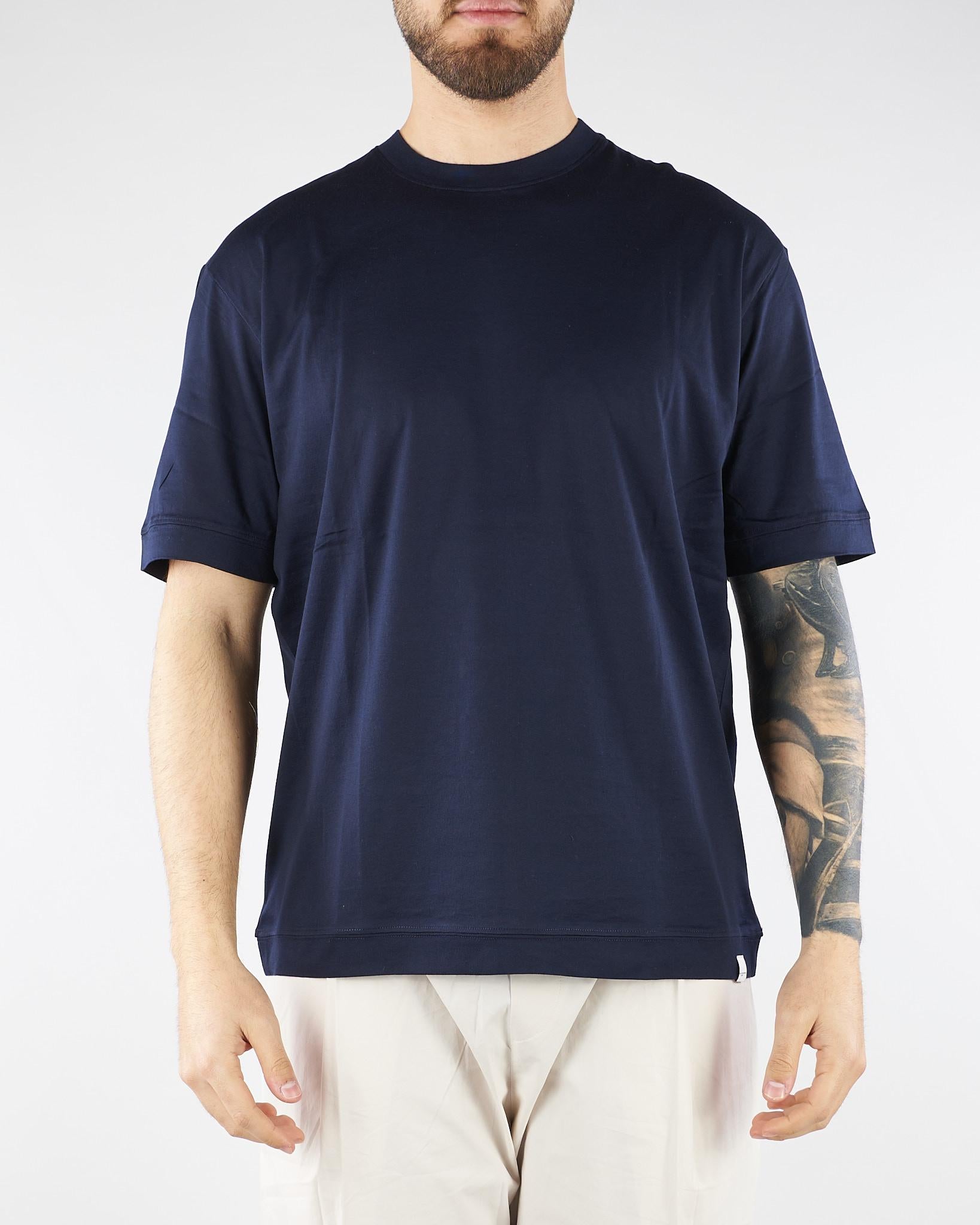 T-shirt Blu in jersey lucido F0134054 6685 PAOLO PECORA 