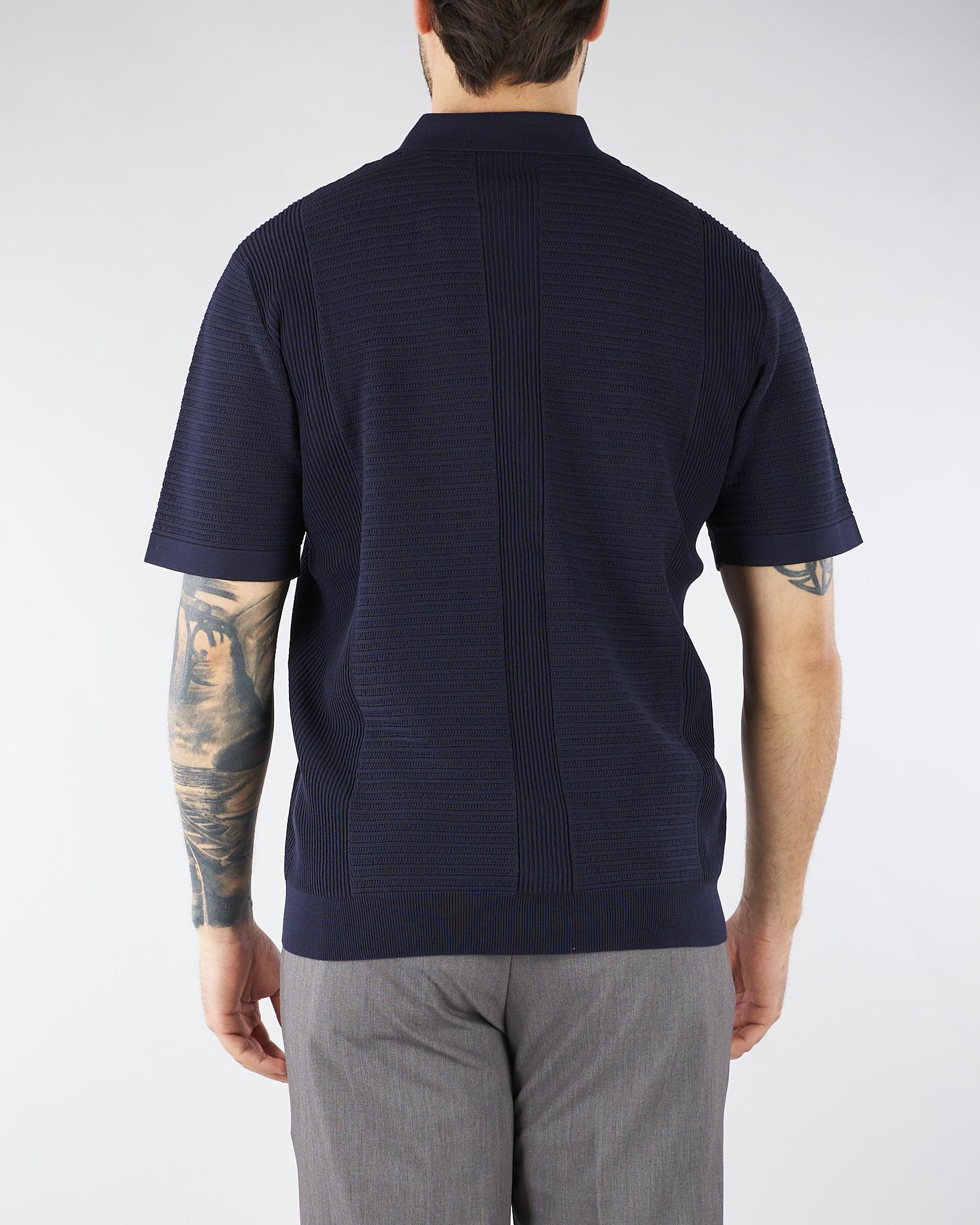 Polo jacquard Blu in maglia lavorata A027F300 6685 PAOLO PECORA 