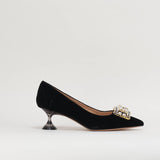 Decollete in velluto con accessorio sul davanti Francesco Sacco