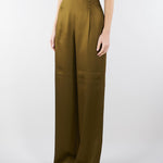 Pantalone Verde Olio in envers satin MSECONO 56 MAX MARA STUDIO 